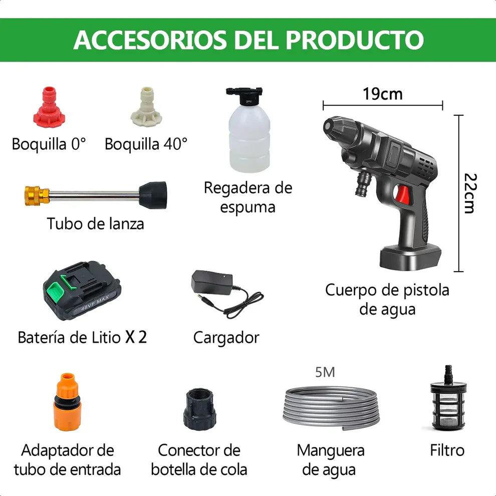 Hidrolavadora Portátil 48v con 2 baterias Recargables